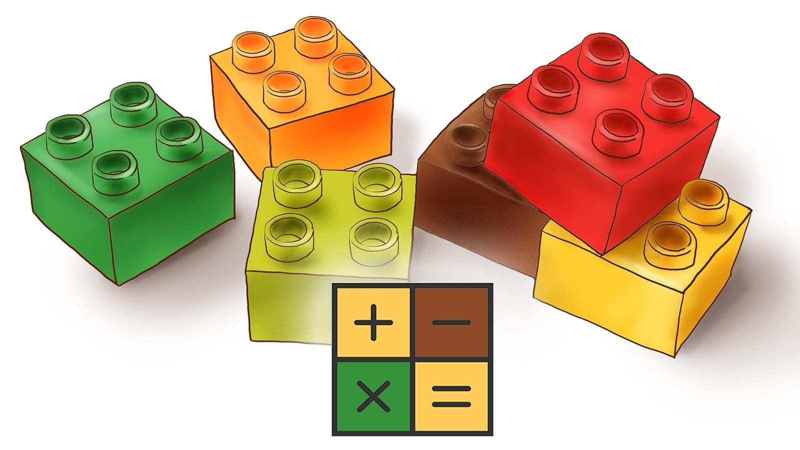 Colorful Lego bricks used to show fractions as parts of a whole