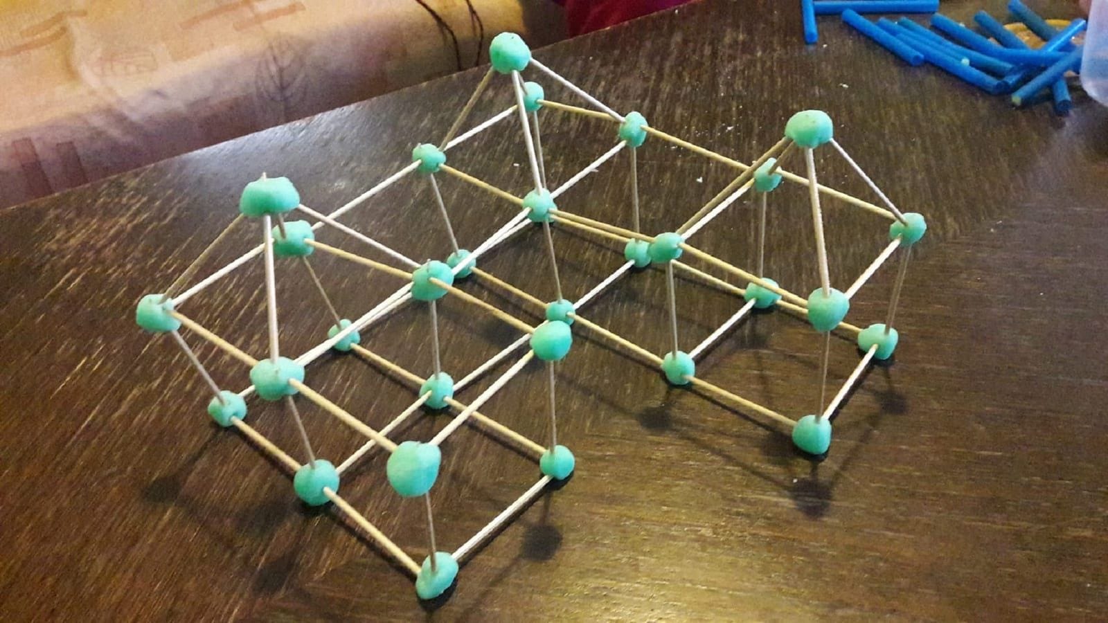 Castle built from toothpicks and playdough