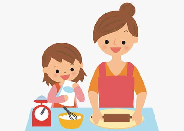 Little girl trying to be similar to mother
