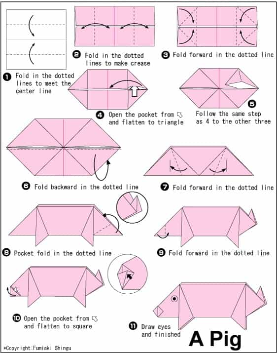 STEM Little Explorers - How to make Origami Pig, step by step guide